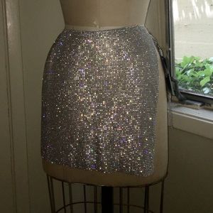 Diamond Rhinestone Metal Chain Skirt